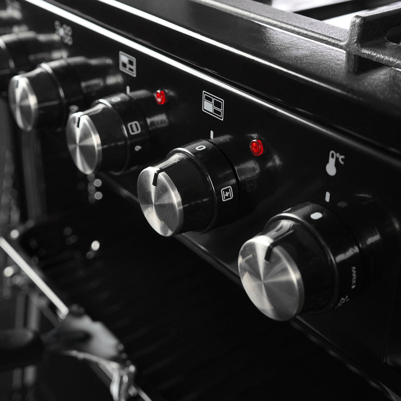 Montpellier MDFRC100K - Black Dual Fuel Range Cooker - 7 Gas Burners, 2 Ovens, 100cm Width