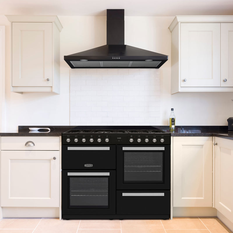 Montpellier MDFRC100K - Black Dual Fuel Range Cooker - 7 Gas Burners, 2 Ovens, 100cm Width