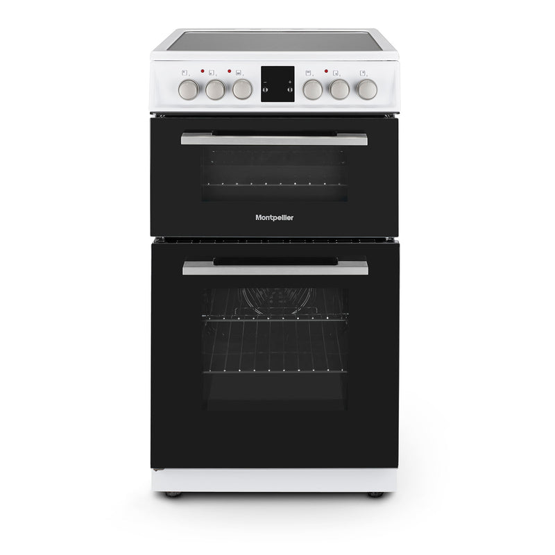 Montpellier MDOC50FW - White 50cm Double Ceramic Cooker - 58/32L Capacity - A/A Energy Rating