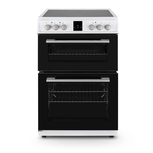 Montpellier MDOC60FW - White 60cm Ceramic Double Cooker - 72/39L Capacity - A/A Energy