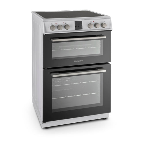 Montpellier MDOC60FW - White 60cm Ceramic Double Cooker - 72/39L Capacity - A/A Energy