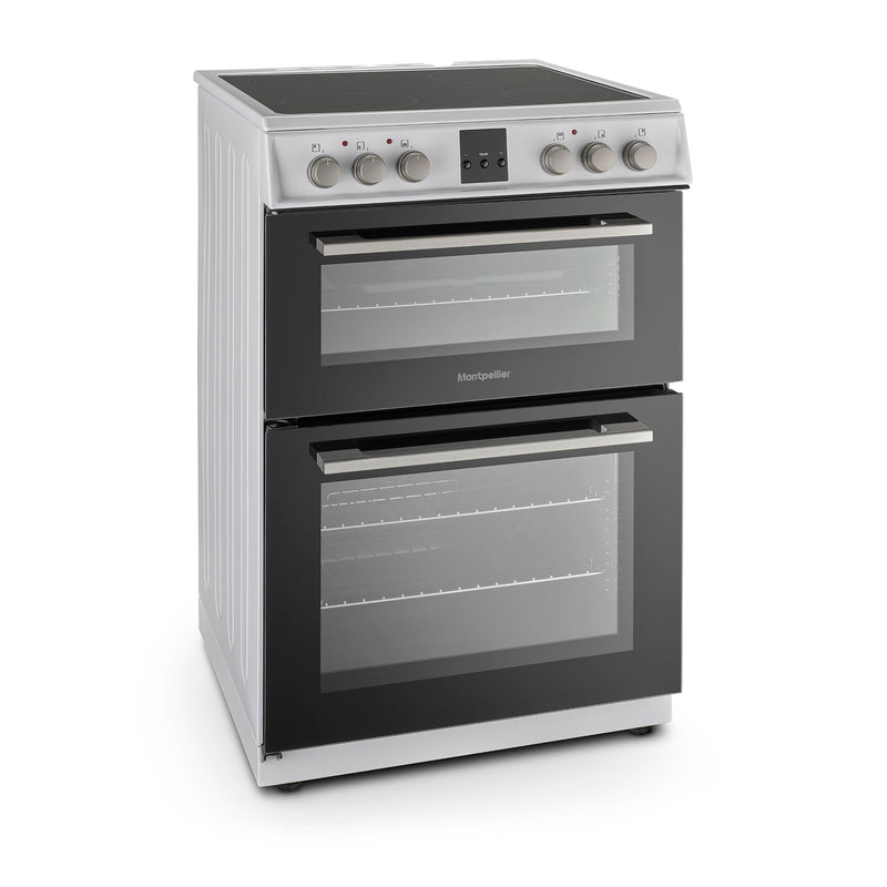 Montpellier MDOC60FW - White 60cm Ceramic Double Cooker - 72/39L Capacity - A/A Energy