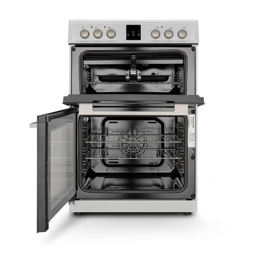 Montpellier MDOC60FW - White 60cm Ceramic Double Cooker - 72/39L Capacity - A/A Energy