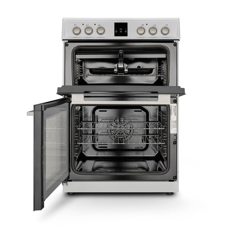 Montpellier MDOC60FW - White 60cm Ceramic Double Cooker - 72/39L Capacity - A/A Energy