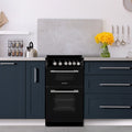 Montpellier MDOG50LK - Black 4 Zone Gas Cooker - Catalytic cleaning - A/A+ energy - Display