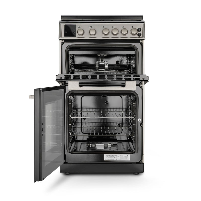 Montpellier MDOG50LS - Silver 4 Zone Gas Cooker - Catalytic cleaning - A/A+ energy - Display
