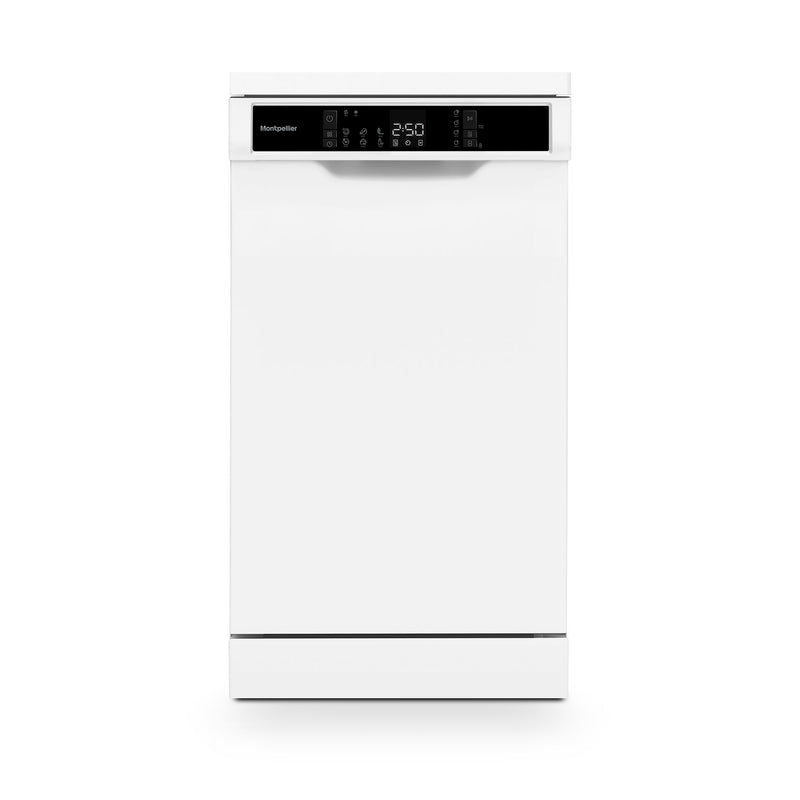 Montpellier MDWD1064W - White 10 Place Setting Slimline Dishwasher - Freestanding - D