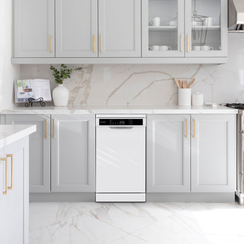 Montpellier MDWD1064W - White 10 Place Setting Slimline Dishwasher - Freestanding - D