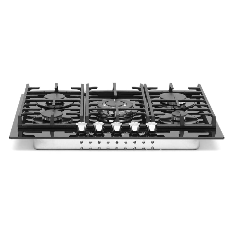 Montpellier MGH75BG - Black Gas on Glass Hob - 5 Burners - Energy Rating N/A