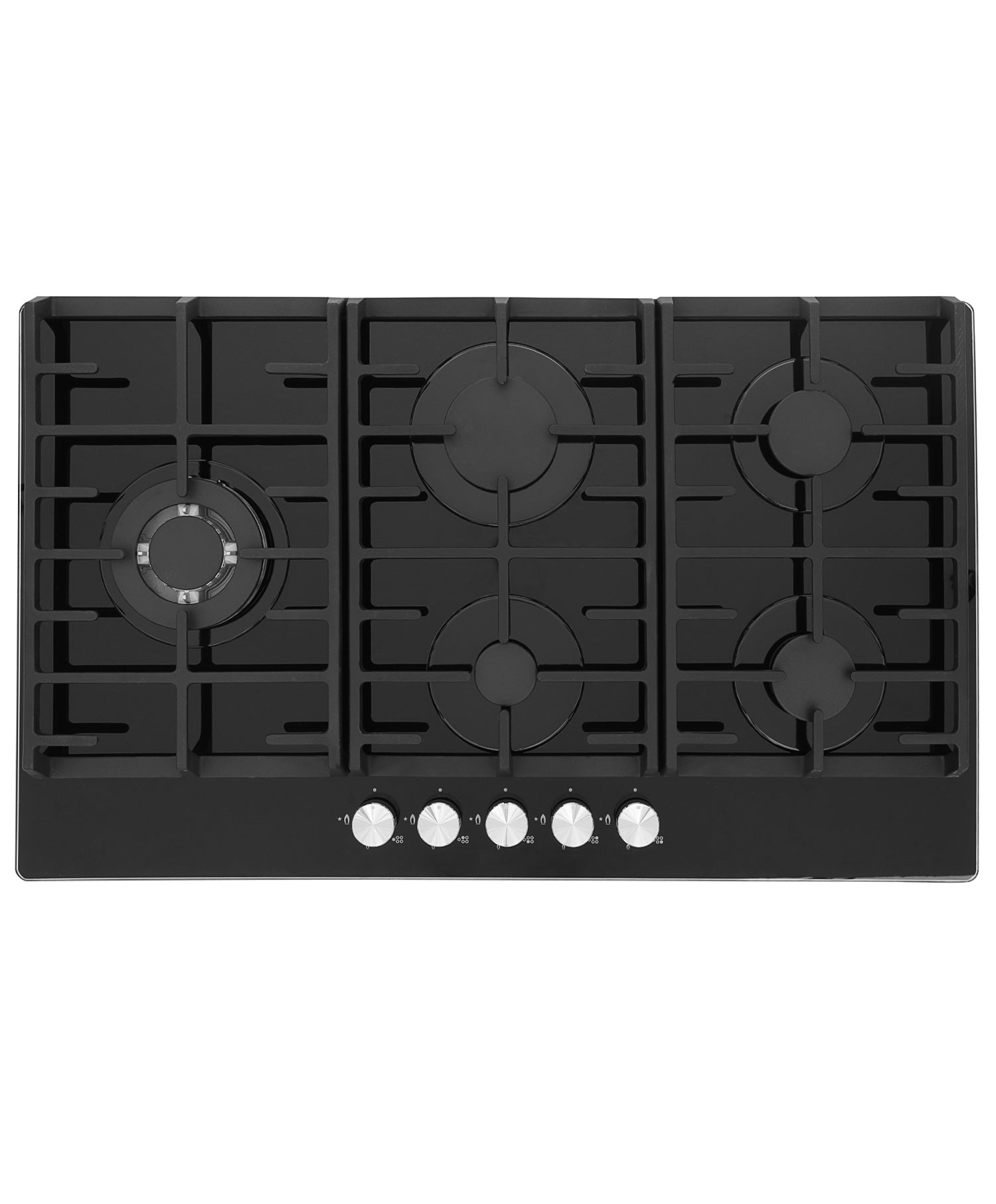 Montpellier MGH90BG - Black 86cm Gas on Glass Hob - 5 Burners - A+ Energy Efficiency