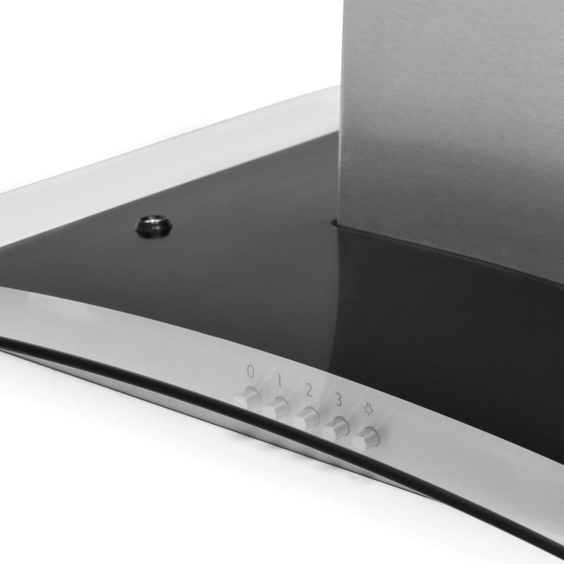 Montpellier MHG600X - Stainless Steel 60cm Curved Glass Chimney Extractor Hood - 277.9m³/h, 65W, LED Light, 3 Speeds - A Energy