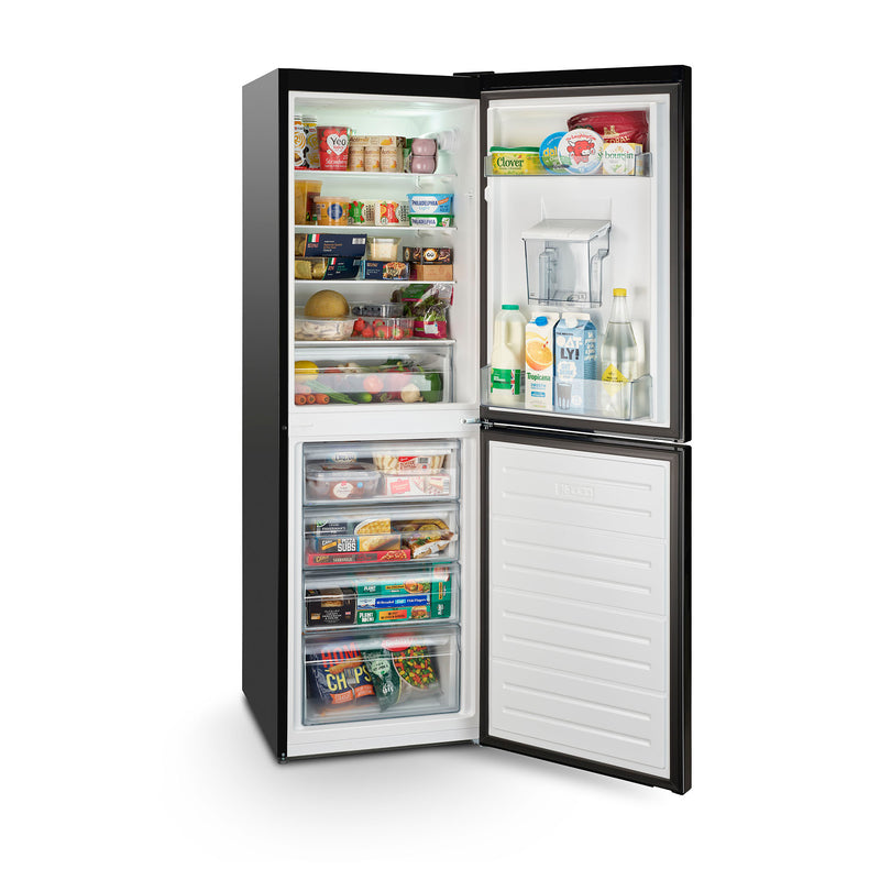 Montpellier MLF1770EKWD - Black Low Frost Fridge Freezer with Water Dispenser - 277L Capacity - E Energy Rating