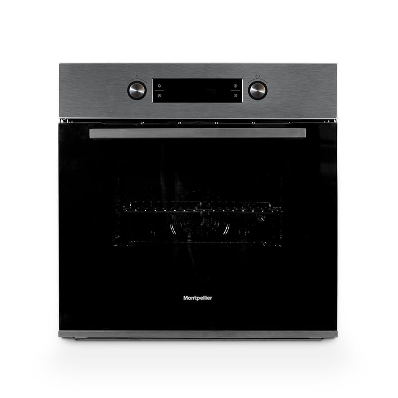 Montpellier MMFSO70SS - Black Glass Door, Stainless Steel 70L Single Oven - Electric - A Energy