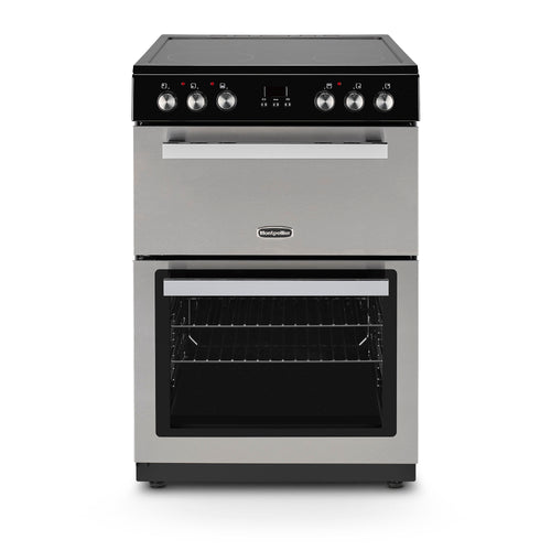 Montpellier MMRC60FX - Stainless Steel 60cm Ceramic Mini Range Cooker - 4 Zones, Double Oven, Electric Grill - A/A energy