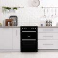 Montpellier MMRDF60FK - Black 60cm Dual Fuel Mini Range Cooker - 72 Litres Main Oven, 39 Litres Top Oven - A/A Energy Rating