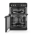 Montpellier MMRG60K - Black 60cm Mini Range Gas Cooker - 4 Burners, Double Oven 71/25L - A+/A Energy Rating