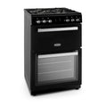 Montpellier MMRG60K - Black 60cm Mini Range Gas Cooker - 4 Burners, Double Oven 71/25L - A+/A Energy Rating