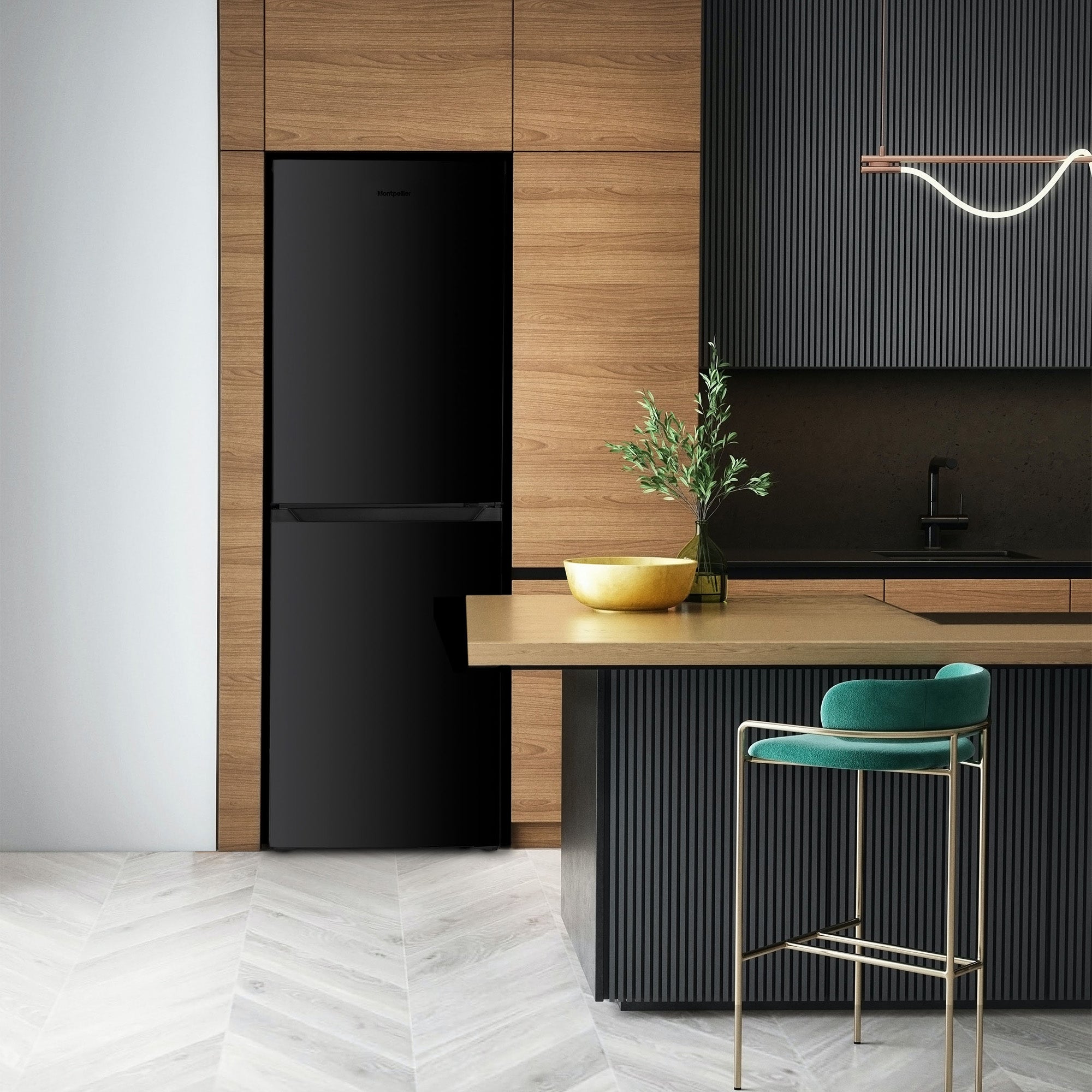 Montpellier MNF167EBK - Black Freestanding 50/50 Frost Free Fridge