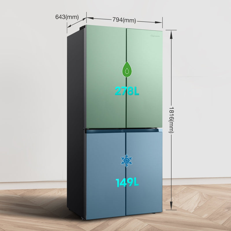 Fridgemaster MQ79395ES - Silver American Fridge Freezer - 427L Capacity - E Energy Rating