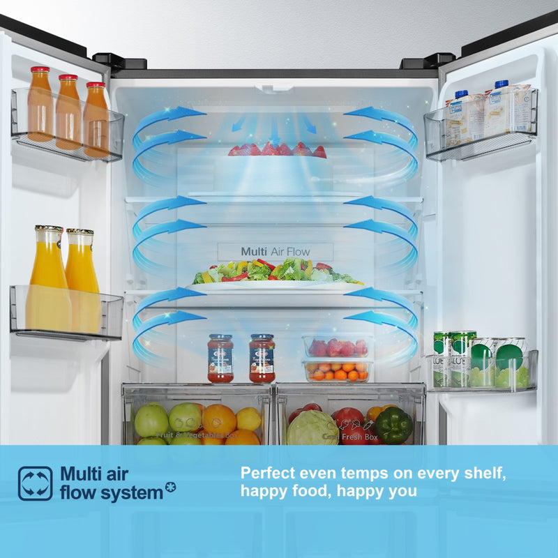 Fridgemaster MQ79395ES - Silver American Fridge Freezer - 427L Capacity - E Energy Rating