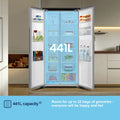 Fridgemaster MS83430DES - Silver American Fridge Freezer - 440L - E Energy Rating