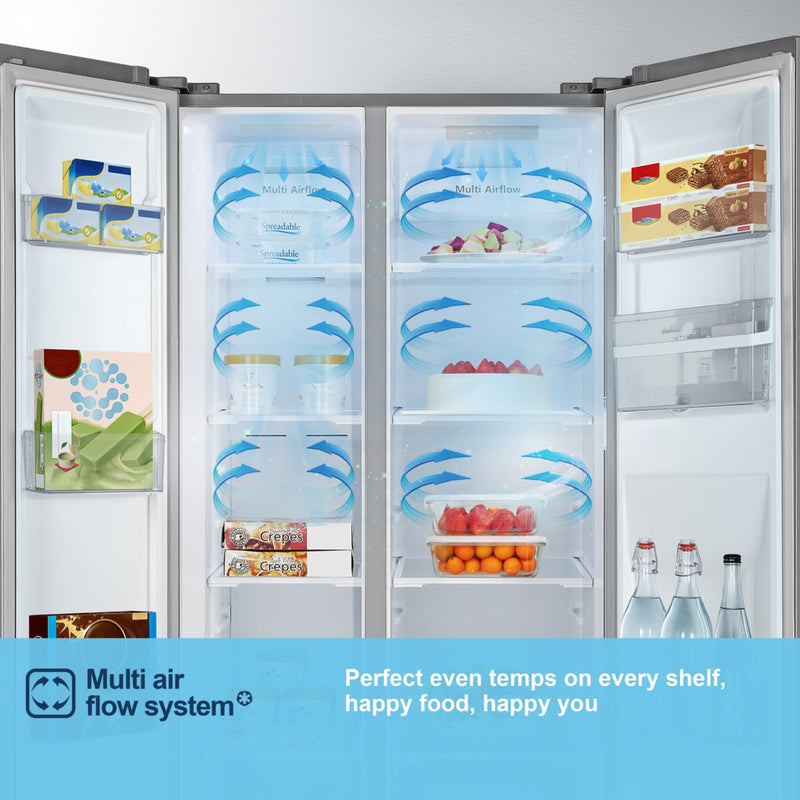 Fridgemaster MS83430DES - Silver American Fridge Freezer - 440L - E Energy Rating