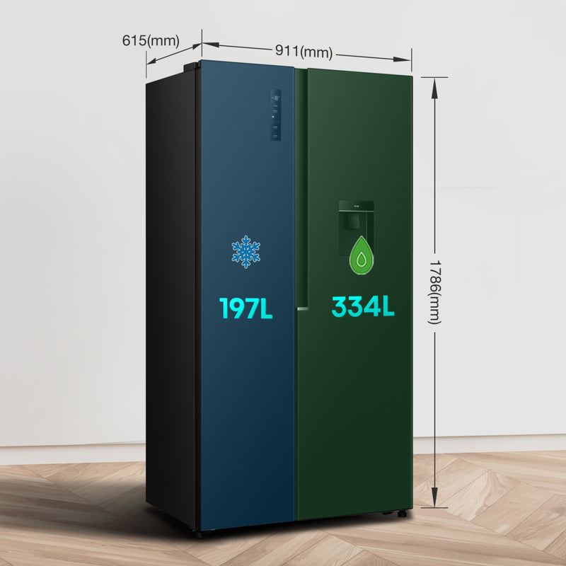 Fridgemaster MS91558DEB - Black American Fridge Freezer - 541L Capacity - E Energy Rating