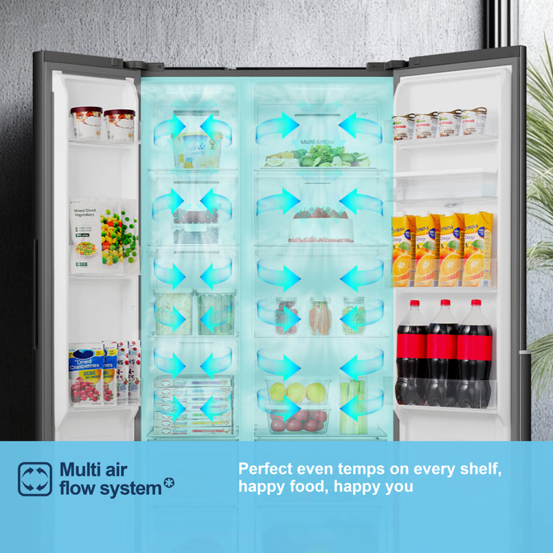 Fridgemaster MS91558DEB - Black American Fridge Freezer - 541L Capacity - E Energy Rating