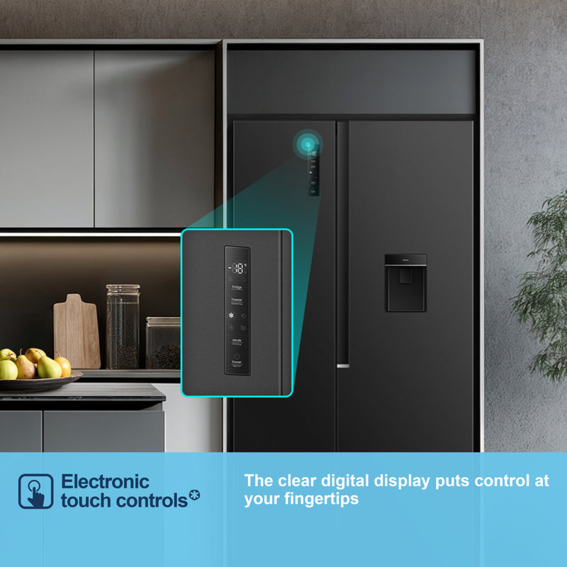 Fridgemaster MS91558DEB - Black American Fridge Freezer - 541L Capacity - E Energy Rating