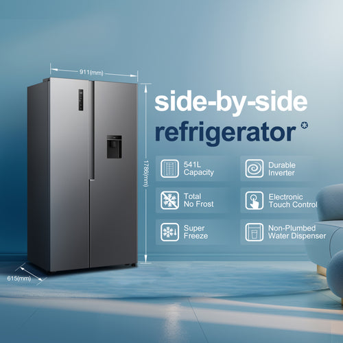 Fridgemaster MS91558DES - Silver American Fridge Freezer - 541L Capacity - E Rating