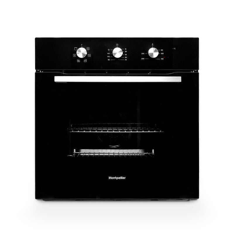 Montpellier MSBFO65B - Black 65L Built-In Single Oven - 5 Functions - Trufan - A Energy