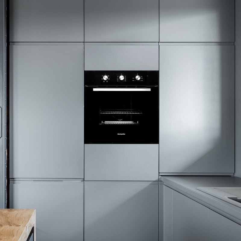 Montpellier MSBFO65B - Black 65L Built-In Single Oven - 5 Functions - Trufan - A Energy