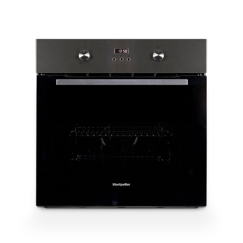 Montpellier MSBFO65SST - Black Glass Door Single Electric Oven - 65L Capacity - Built-In