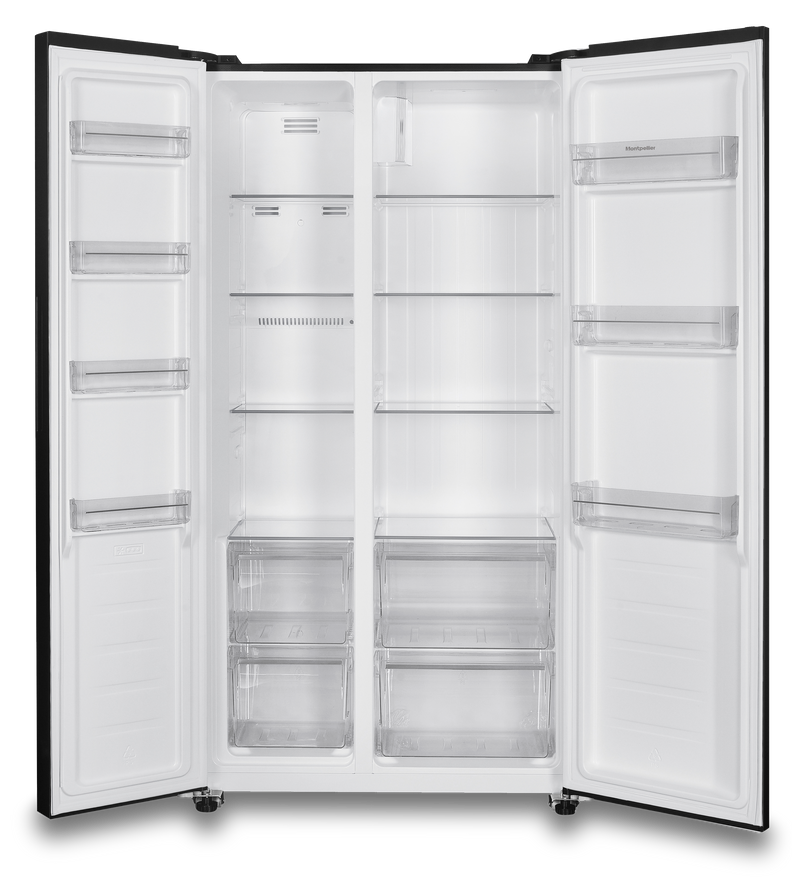 Montpellier MSBS442K - Black American Fridge Freezer - 442L - E Energy