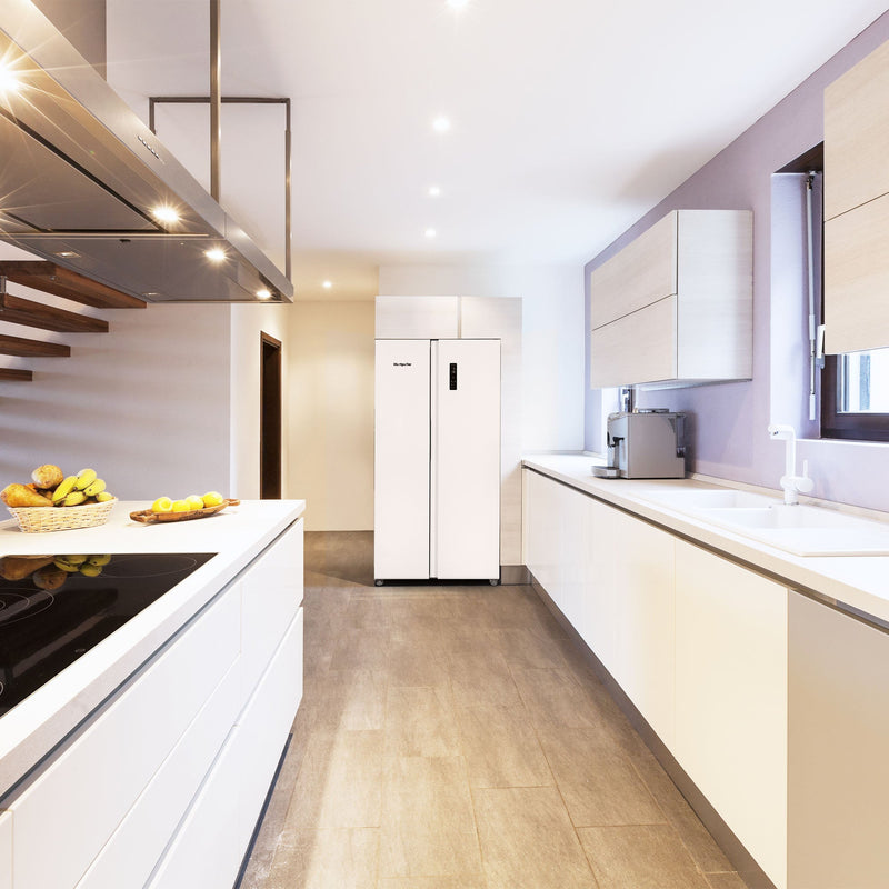 Montpellier MSBS442W - White American Style Side by Side Fridge Freezer - 442L Capacity - E Energy Rating - Display
