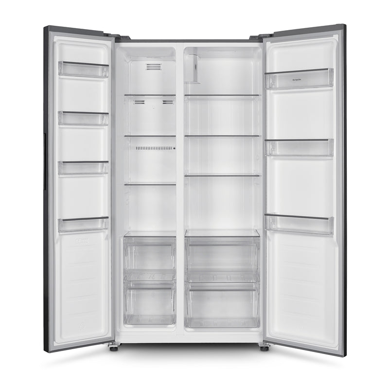 Montpellier MSBS442X - Inox American Style Side by Side Fridge Freezer - 442L - E Energy Rating