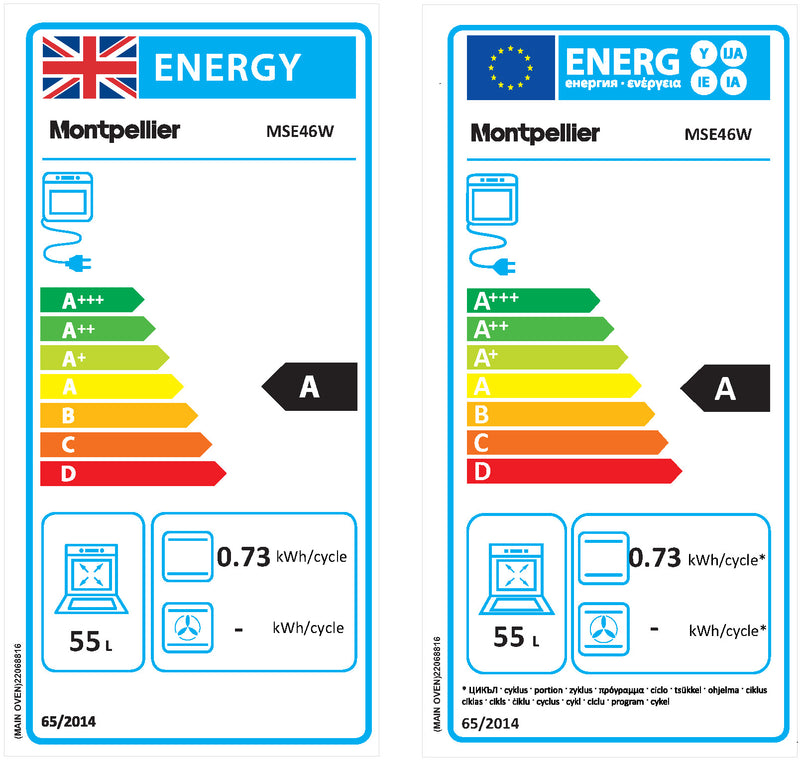 Montpellier MSE46W - White 50cm Electric Cooker - 55L Capacity - C Energy Rating