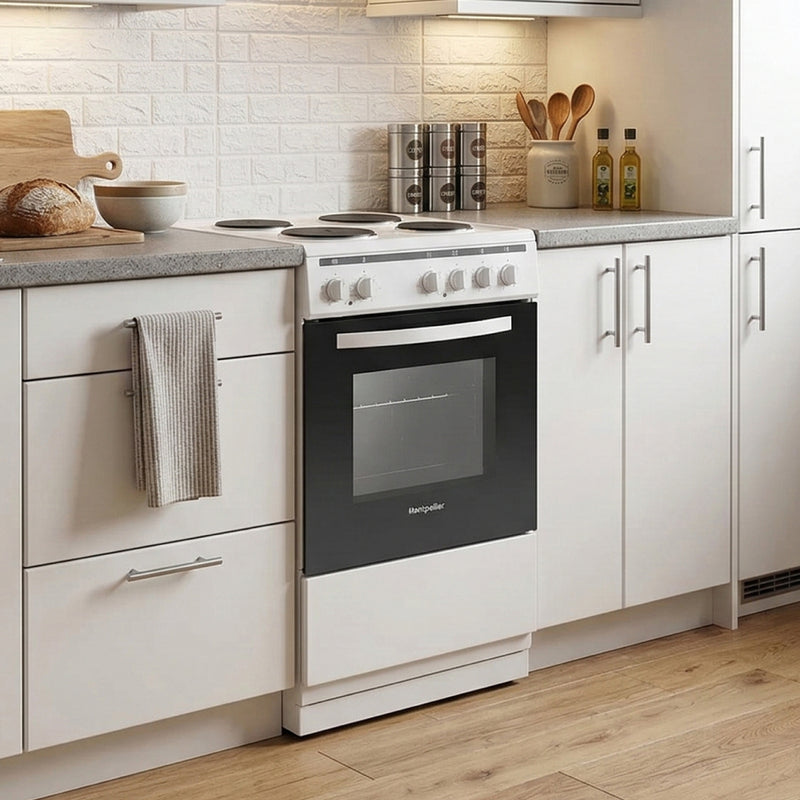 Montpellier MSE46W - White 50cm Electric Cooker - 55L Capacity - A Energy Rating