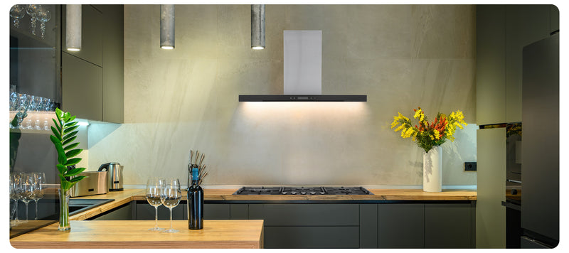 Montpellier MHIS900X - Stainless Steel 90cm Island Hood - 360.1 m3/hr Extraction, 4 LED Lights