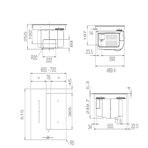 Elica NT-FIT-RAW-70 - Black Venting Hob - 72cm - A Rated