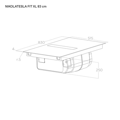 Elica NT-FIT-XL-RAW - Matt Black Vented Induction Hob - 83cm 4 Zones - A Energy