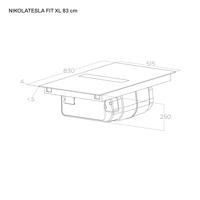 Elica NT-FIT-XL-RAW - Matt Black Vented Induction Hob - 83cm 4 Zones - A Energy