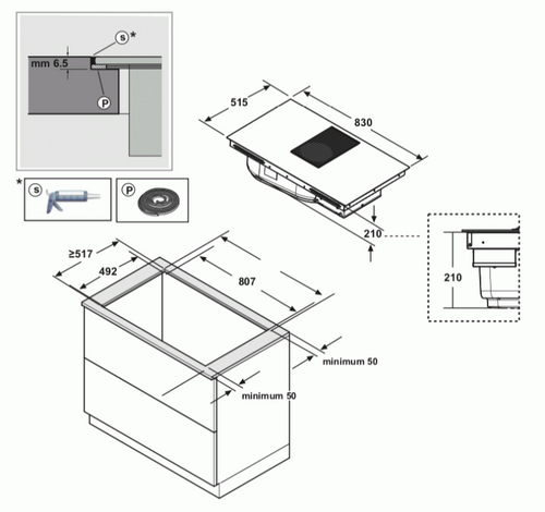 Elica NT-LIBRA-BLK-DO - Black 83cm Venting Induction Hob - 4 Zones