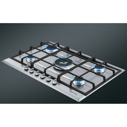 Smeg P272XGH - Stainless Steel 72cm Gas Hob - 5 Burners with 4.2kW Wok Burner
