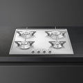 SMEG P64ES - Stainless Steel Gas Hob - 4 Cooking Zones - Gas