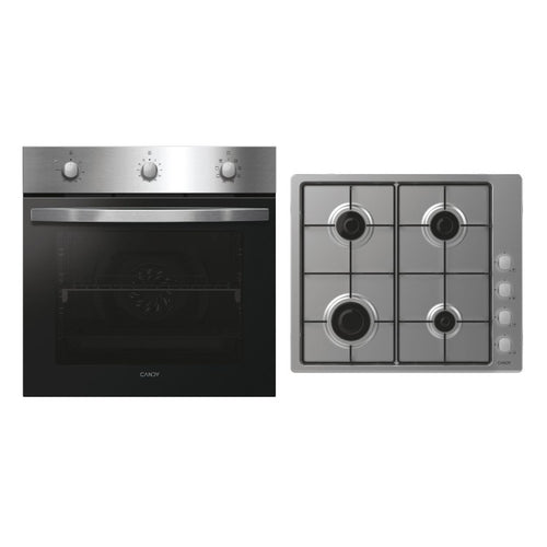 Candy PCI27XCHW6LXS - Stainless Steel Single Oven and Gas Hob Pack - 65L - A+ Energy