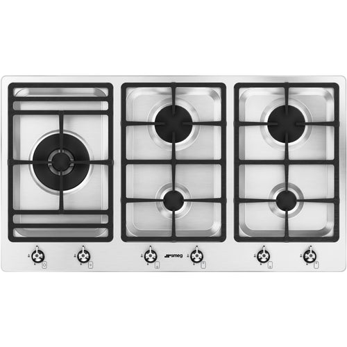 Smeg PS9062 Classic - Stainless Steel 90cm Gas Hob - 5 Burners