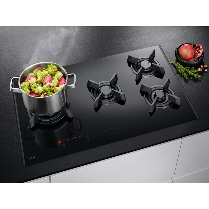 AEG HVB8453IB - Black 80cm Gas Hob - 4 Burners - FlameLight LED