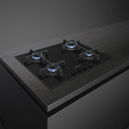 Smeg PV264B - Black 60cm Gas Hob - 4 Burners