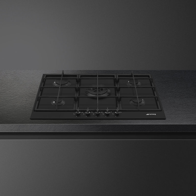 SMEG PX375MB - Black Gas Hob - 5 Zones